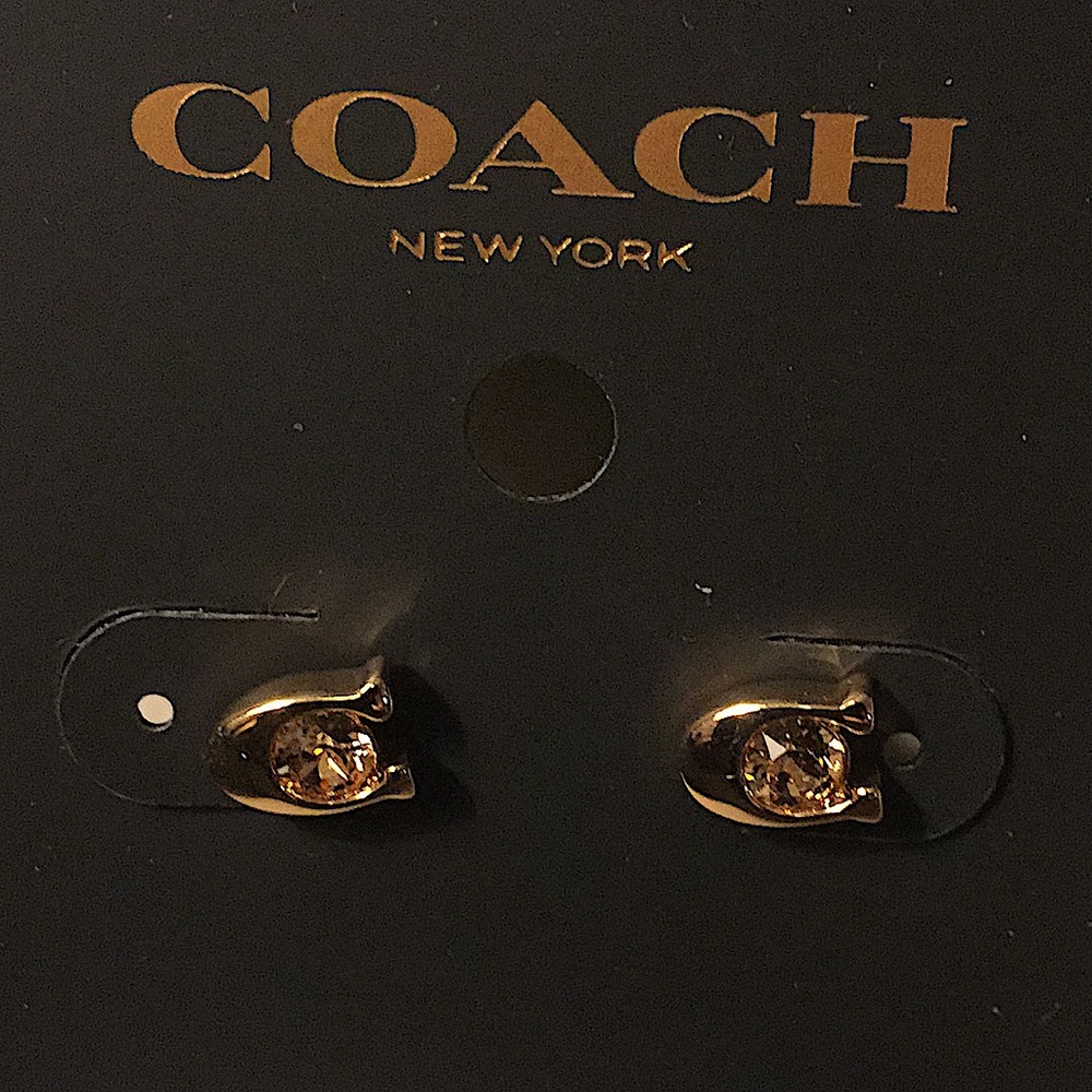 COACH - SIGNATURE STONE STUD EARRINGS (NWT) - Picture 4 of 8